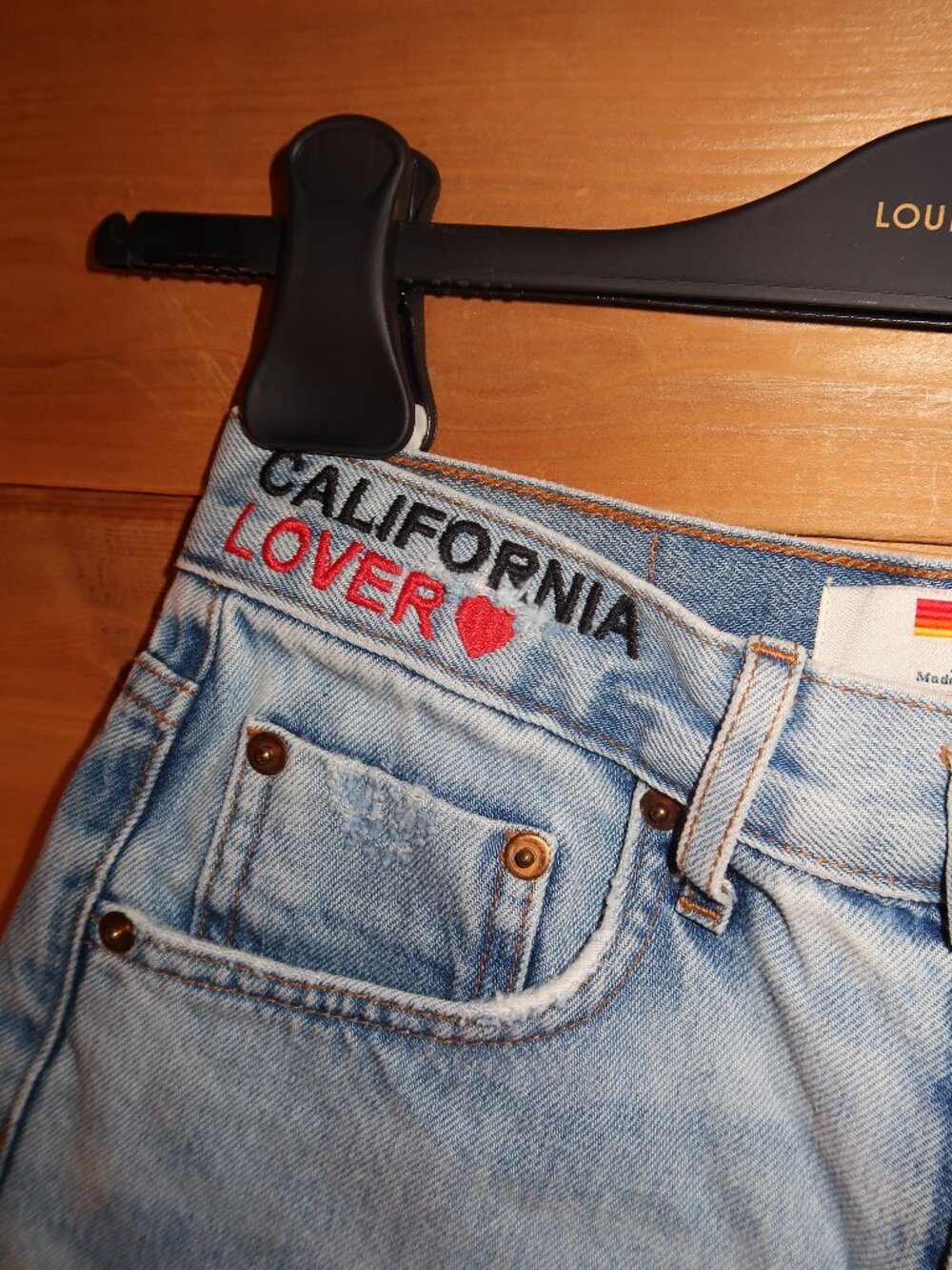 Aviator Nation Hi Rise Rocker Cali Lover Heart Jean Shorts - Picture 3 of 8
